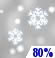 Sunday: Snow showers. Mostly cloudy, with a high near 27. Wind chill values as low as -3. East northeast wind around 8 mph. Chance of precipitation is 80%. New snow accumulation of less than one inch possible. Sunday: Snow Showers